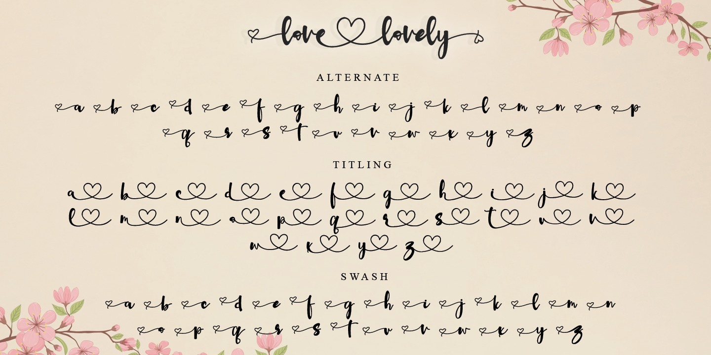 Beispiel einer Love Lovely Italic-Schriftart